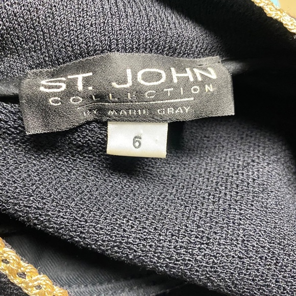 St. John Collection Marie Gray Black Full Zip Cardigan Jacket Gold Trim - Picture 9 of 11